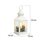 Декоративный фонарь со свечкой, белый корпус, размер 10.5х10.5х24  см, цвет ТЕПЛЫЙ БЕЛЫЙ | 513-042 | NEON-NIGHT