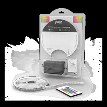 Лента светодиодная LED 5050/60-SMD 10 Вт/м 700 лм/м RGB DC 12В IP20 10мм комплект лента и драйвер (блистер 5м) Basic Gauss