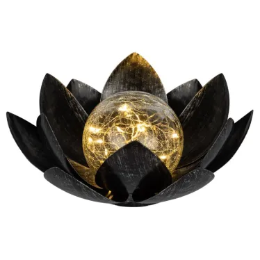 Светильник уличный ERASF22-52 на солнечной батарее садовый Лотос (2 в 1) стекло кракле 20LED