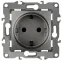 Розетка 2P+E Schuko, 16A-250В, Эра12, графит, 12-2101-12