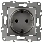 Розетка 2P+E Schuko, 16A-250В, Эра12, графит, 12-2101-12