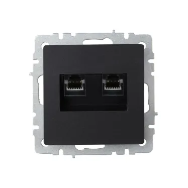 BRITE Розетка компьютерная двойная RJ45 кат.6 РК11-2-БрЧ черный IEK