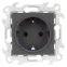 Розетка 2К+З Schuko без штор, графит