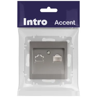Розетка Intro Accent 6-303-09 информационная RJ45, IP20, СУ, титан