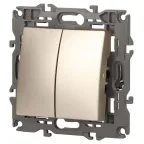 Переключатель двойной, 10АХ-250В, Эра Elegance, шампань,14-1106-04