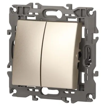 Переключатель двойной, 10АХ-250В, Эра Elegance, шампань,14-1106-04