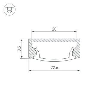Профиль с экраном ALU-WIDE-H8-2000 ANOD+FROST (ARL, Алюминий)