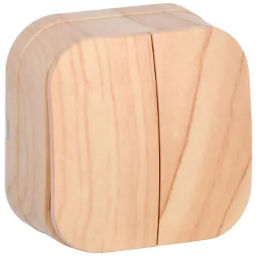 GLORY Выключатель двухклавишный наружный сосна 10А