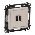 Valena LIFE Зарядное устройство с двумя USB-разьемами 240В/5В 1500мА С лицевой панелью Слоновая кость