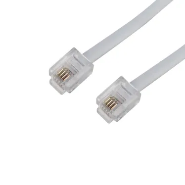 Шнур телефонный удлинитель RJ-11(6P-4C) 20м белый,