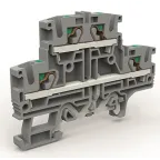 Двухуровневая клемма 4 кв.мм с заземлением в нижнем ярусе