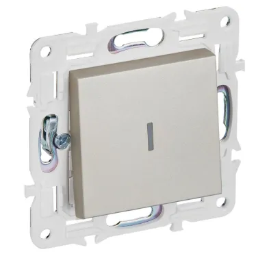 SKANDY Выключатель 1-клавишный с индикацией 10А SK-V07Sh шампань IEK