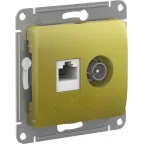 GLOSSA РОЗЕТКА двойная ТВ + компьютерная RJ45, кат. 5Е, ФИСТАШКОВЫЙ