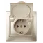 Розетка 2P+E Schuko с крышкой, 16А-250В, СУ, Plano, шампань, 1-203-04