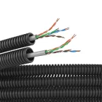 Электротруба ПНД гибкая гофрированная д. 16 мм, цвет черный, с кабелем витая пара 5EU/UTP нг(А)-HF, 25 м