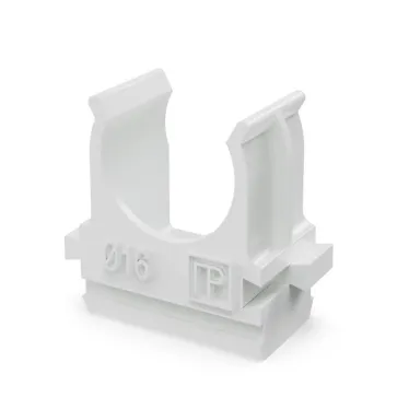 Крепёж-клипса для труб Полистирол белая d16 мм (100шт/2000шт уп/кор) Промрукав