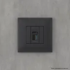 Avanti USB 3.0 розетка одинарная в стену, тип А-А, , Черный матовый