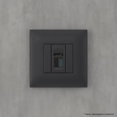 Avanti USB 3.0 розетка одинарная в стену, тип А-А, , Черный матовый