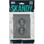 SKANDY Розетка 2-местная без заземления без защитных шторок 10А в сборе SK-R10Gr серый IEK