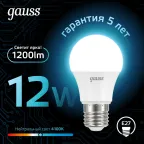 Лампа светодиодная LED 12 Вт 1200 лм 4100К А60 груша нейтральный E27 AC 220В Black Gauss