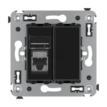 Avanti Компьютерная розетка RJ-45 в стену кат.5e одинарная экранированная Черный квадрат