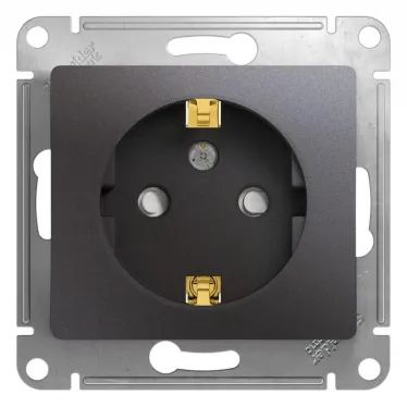 GLOSSA розетка с заземлением со шторками графит