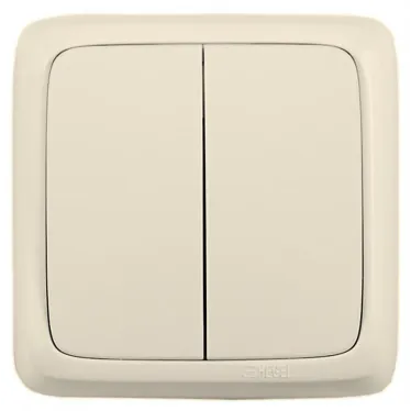 Выключатель двухклавишный наружный с изоляционной пластиной слоновая кость 10А