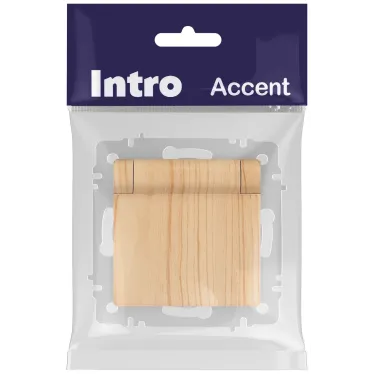 Розетка Intro Accent 6-203-11 2P+E Schuko с крышкой, 16А-250В, IP20, СУ, AL/CU, сосна