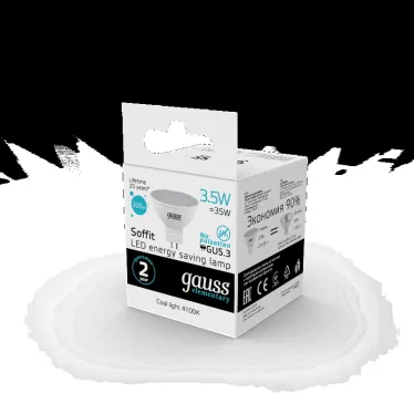 Лампа светодиодная LED 3.5 Вт 300 лм 4100К софит MR16 нейтральный GU5.3 AC 220В Elementary Gauss