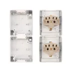 Блок вертикальный 2 розетки (керамика) INDUSTRIAL IP54 с заземлением, о/у, белый