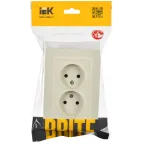 BRITE Розетка 2-местная без заземления без защитных шторок 10А в сборе РС12-2-БрКр бежевый IEK