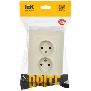 BRITE Розетка 2-местная без заземления без защитных шторок 10А в сборе РС12-2-БрКр бежевый IEK