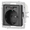 Розетка Intro Accent 6-410-07 P+E Schuko со шторками, 16А-250В + 2хUSB, IP20, СУ, графит