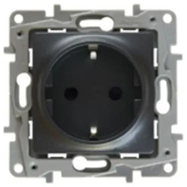 ETIKA Розетка 2К+З немецкий стандарт винтовые зажимы 16 А 250 В антрацит