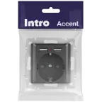Розетка Intro Accent 6-410-07 P+E Schuko со шторками, 16А-250В + 2хUSB, IP20, СУ, графит
