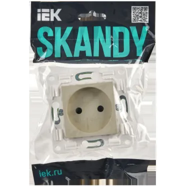 SKANDY Розетка без заземления с защитными шторками 10А SK-R01B бежевый IEK