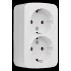 Розетка Минск 2-местная ОП 16А с заземлением белая