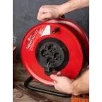 Удлинитель на катушке Гефест 2.0 4 гнезда 30м с заземлением и предохранителем КГ 3x1.5 16А/3.5кВт PROxima