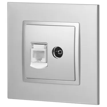 Розетка RJ45+TV, Эра Elegance, алюминий, 14-3110-03