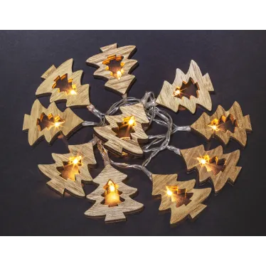 Гирлянда световая  NGF-D008-10WW-2AA-деревянные ёлочки | 14046 | Navigator