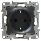 ETIKA Розетка 2К+З немецкий стандарт винтовые зажимы 16 А 250 В антрацит