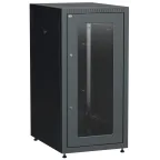 Шкаф LINEA E 24U 600х800мм двери 2шт стекло и металл черный