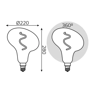 Лампа светодиодная LED Vintage Filament Flexible FD180 6W E27 220*280mm Gray 2400K 1/6 | 165802008 | Gauss
