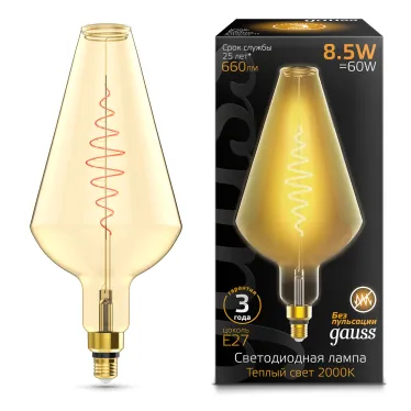 Лампа светодиодная LED Filament Vase E27 8.5W Amber 660lm 2000K 1/2 | 180802105 | Gauss