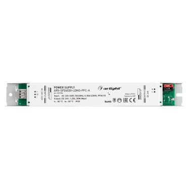 Блок питания ARV-SP24030-LONG-PFC-A (24V, 1.25A, 30W) (ARL, IP20 Металл, 5 лет)