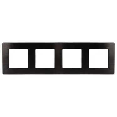 Рамка для розеток и выключателей Серия 12 12-5104-06 на 4 поста, Сатин, чёрный