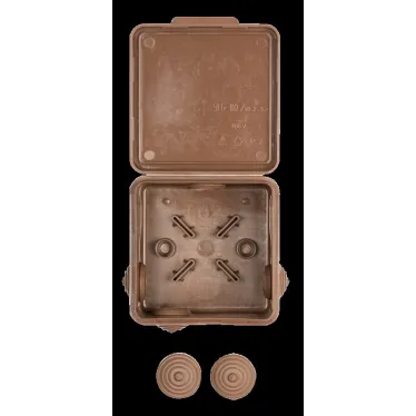 Коробка распаячная КМР-030-031 с крышкой (83х83х54) 7 мембранных вводов тёмное дерево IP54 PROxima