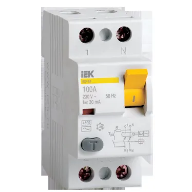 Выключатель дифференциального тока (УЗО) ВД1-63 2п 80А 100мА АС(Электромеханическое)