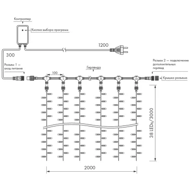 Светодиодная гирлянда ARD-CURTAIN-CLASSIC-2000x3000-CLEAR-760LED Warm (230V, 60W) | 024857 | Arlight