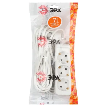 Удлинитель Россия UX-3e-7m c заземл, 3х0,75мм2, ПВС, 3гн, 7м UX-3e-7m